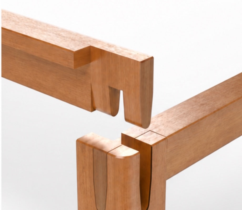 Separated Brintavo solid-rubberwood rails aligned with the U-shaped corner joint