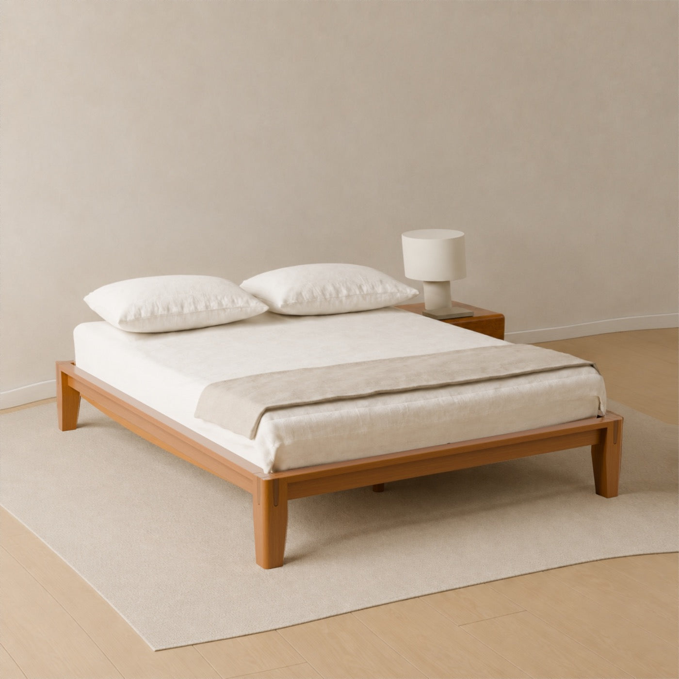 Brintavo Queen Bed Frame styled in a calm neutral bedroom