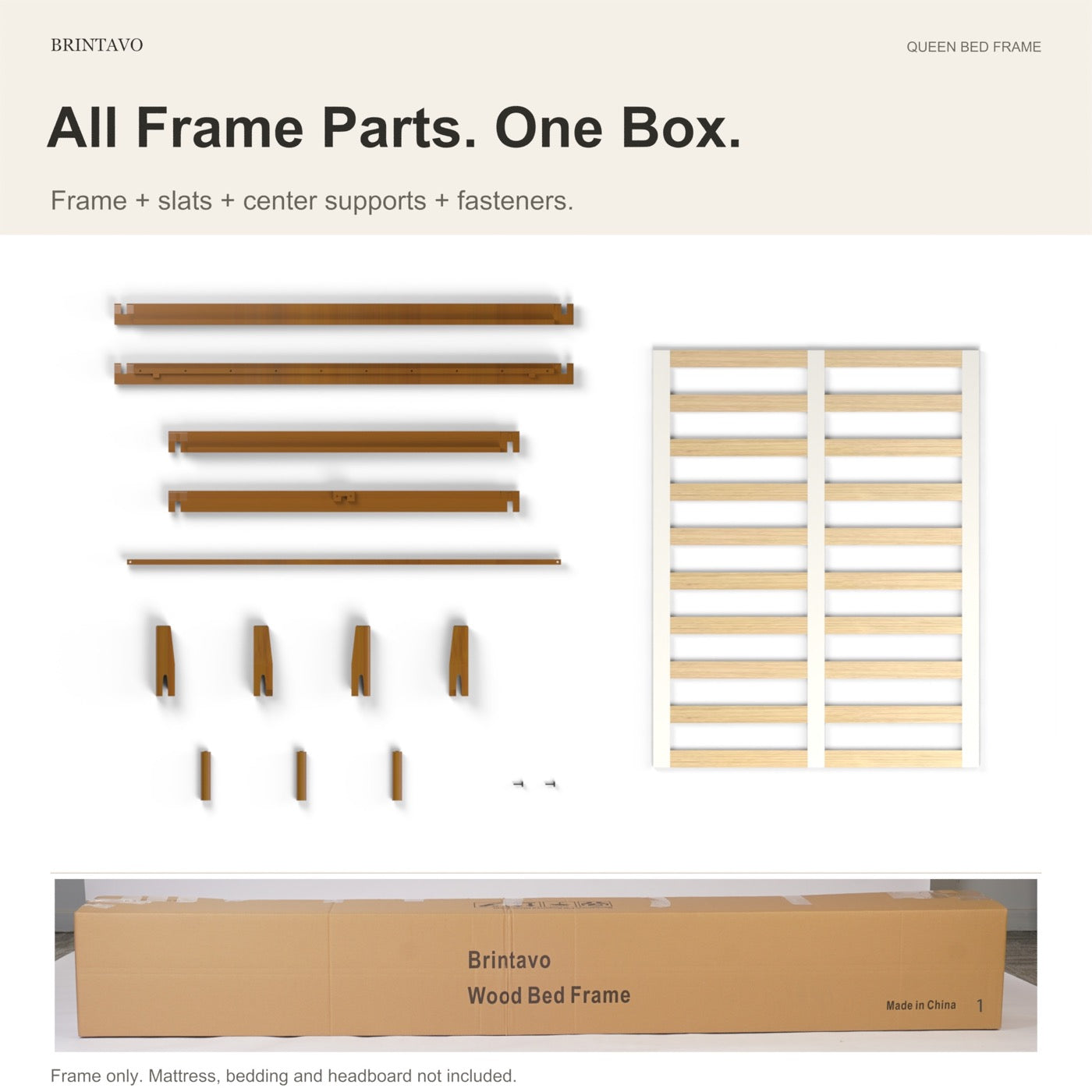Queen bed-frame parts included in one box