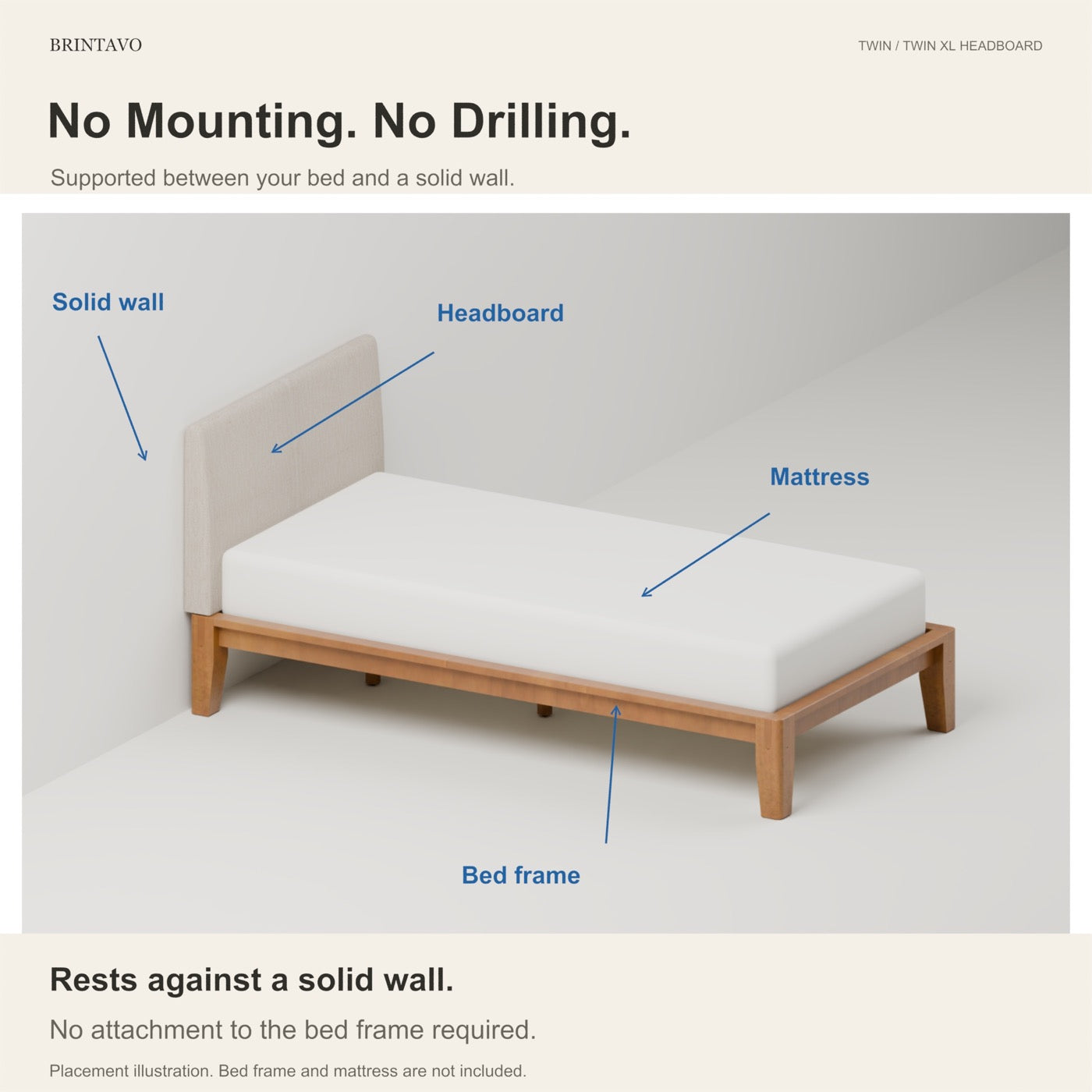 Headboard placement between a Twin bed and solid wall